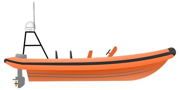 Vector drawing of a fast rescue boat