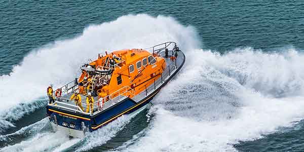 Lifeboat shortly after launching from its station