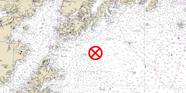 Nautical chart with an AIS chart symbol on it