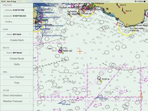 Seapilot with the cursor menu open