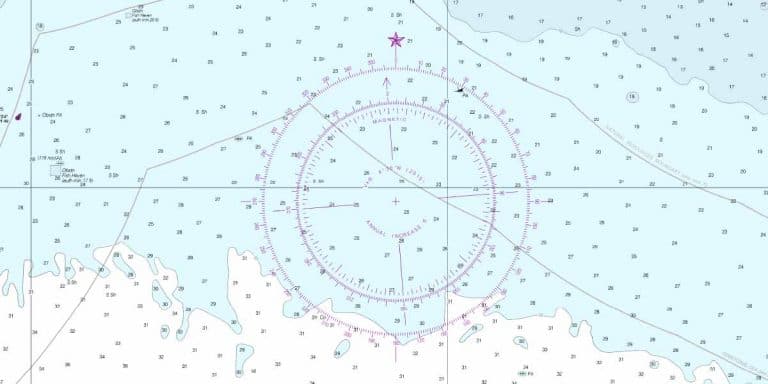 compass rose on a nautical chart