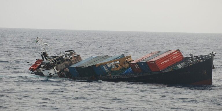 Cargo ship sinking