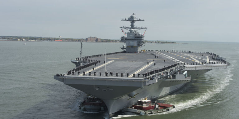 Front view of the USS Gerald R Ford